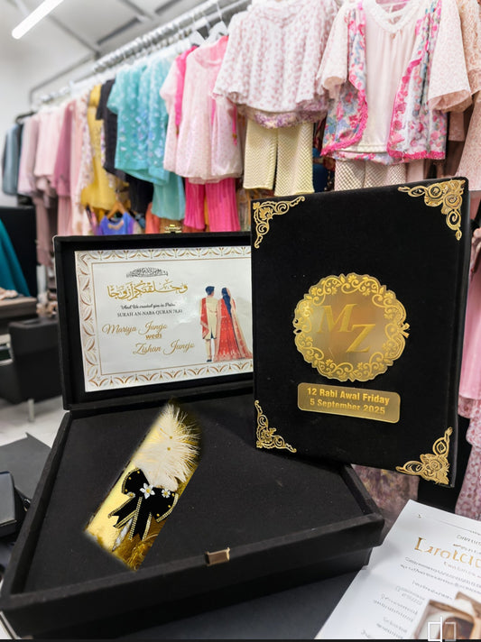 Nikkah booklet Premium Quality Golden Acrylic Sheet (Black Velvet Fabric)